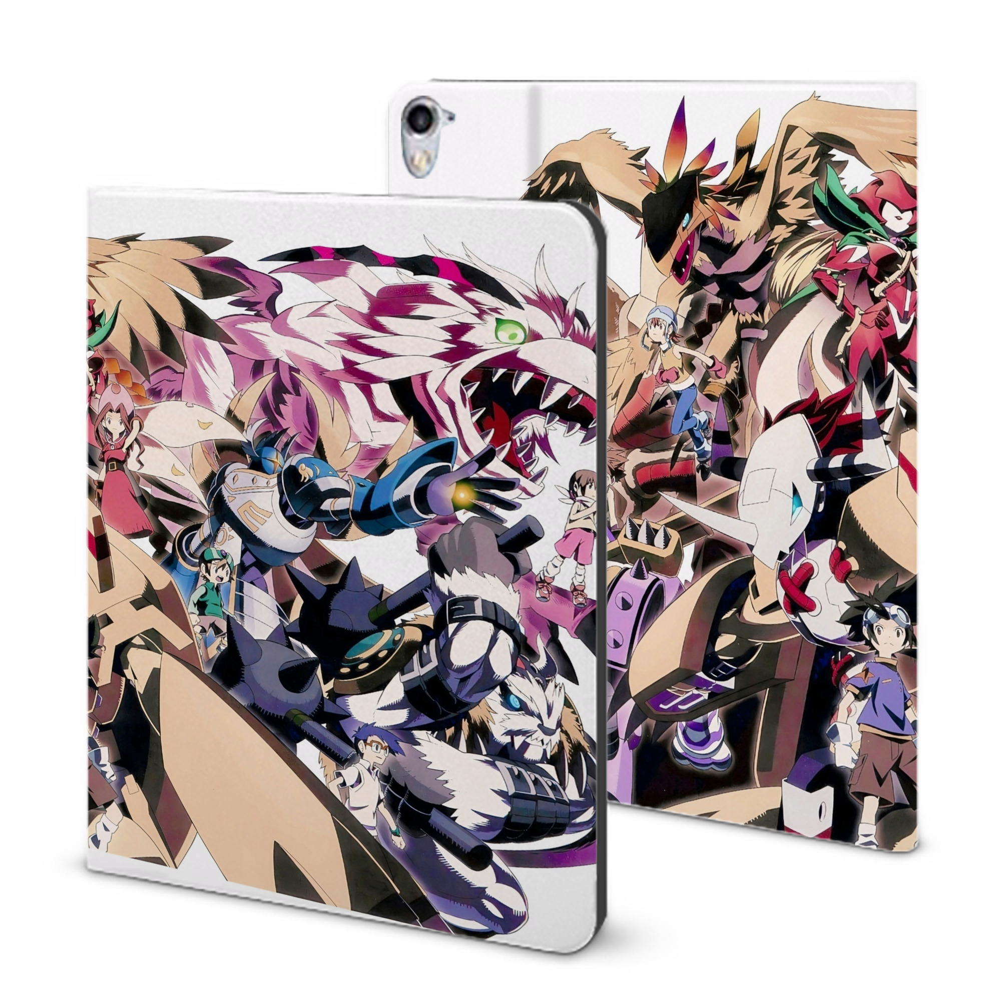 （画像用） Digimon デジタルモンスター/デジモン IPad ケース ブック型 PUレザー TPU 耐衝撃 軽量 薄型 ペン収納なし 全面保護 IPad 各モデル対応